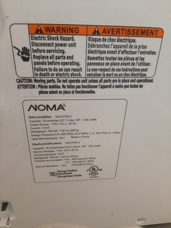 NOMA iQ 50 Pint Dehumidifier - Image 4