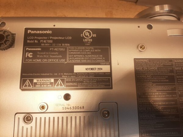 Panasonic PT-AE700U LCD Home Cinema LCD Projector HDMI WORKS Remote Manual AS-IS - Image 2