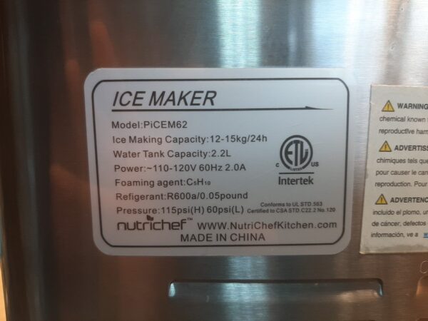 NutriChef Upgraded Digital Ice Maker Machine-Portable Stainless Steel Model-PICEM62 - Image 4