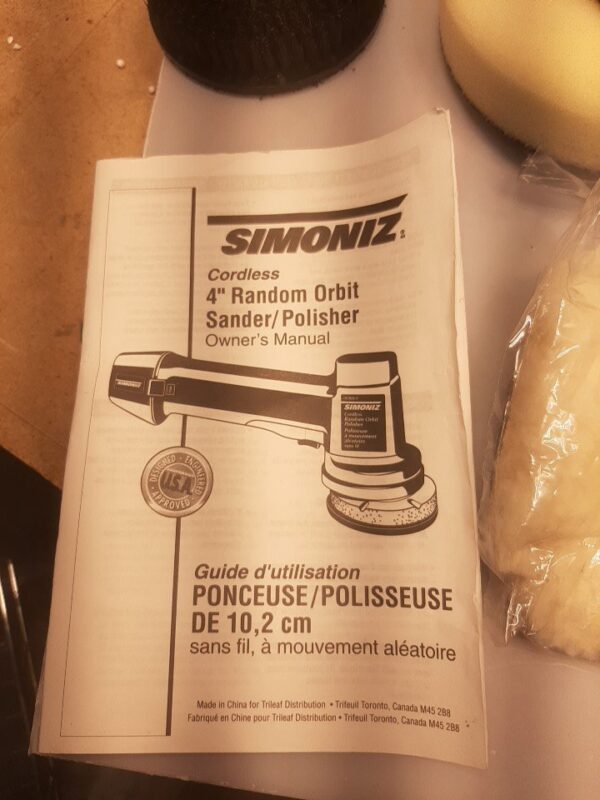Simoniz 4" cordless random orbit sander/polisher Model 39-9006-4 - Image 12