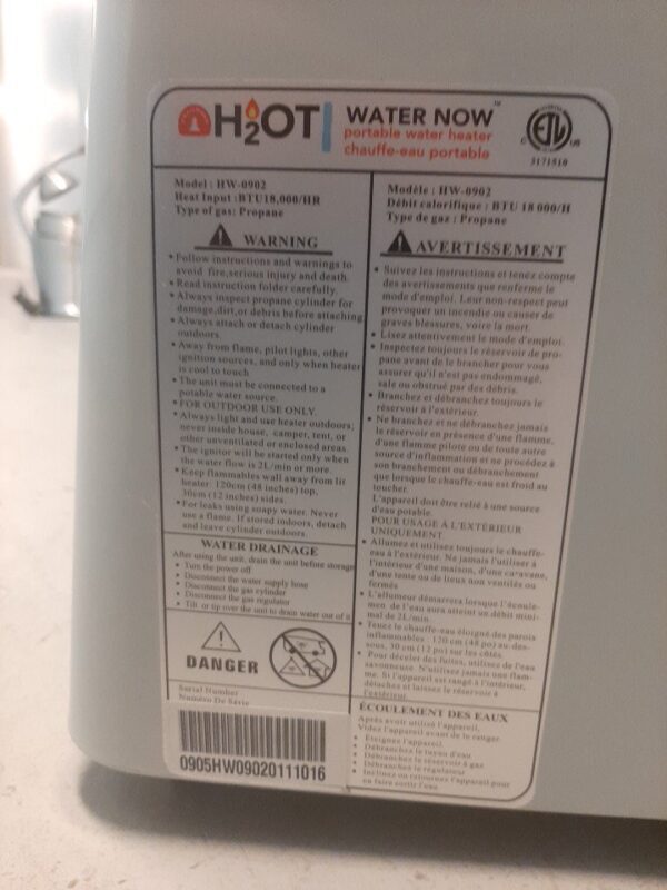 Trailwood Portable Propane Hot Water Heater - Image 9